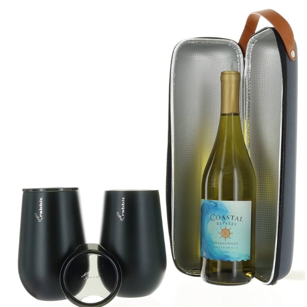Rabbit Wine To Go Set Insulated Case & 2 Wine Tumblers with Lids